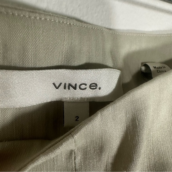 VINCE Crop Wide Leg Pant Light Dove Grey Linen Blend Stretch Size 2 - Picture 4 of 13